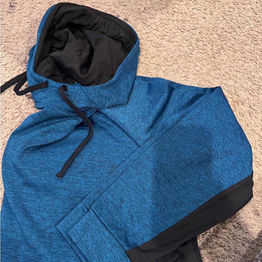 Xersion Heathered Blue Hoodie with Black Trim